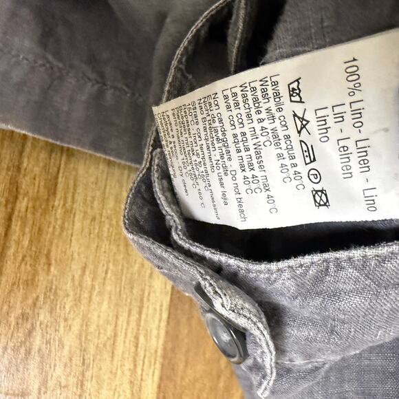 120% Lino Gray Straight Leg Linen Pants Pleated Low Rise Washed Womens EU 40 - Picture 8 of 10